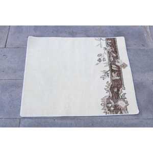 พรมวินเทจขนาด 2.3x2.8 ฟุต, พรมตุรกีขนาดเล็ก, พรมขนสัตว์สีขาวสไตล์ตะวันตกเฉียงใต้ - Product Image 4