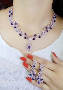 Indian Women Jewellery Luxury American Diamond <b>Necklace</b> Set For Women Bridal Party Jewellery With Multi Colour Stones - Product Image 4