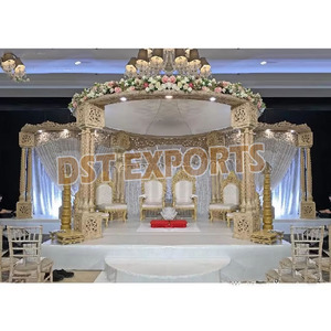 Elegante cúpula de Boda contemporánea Mandap decoración ajustable Maharani Metal dosel Chupah 8 pies 12 pies arco redondo Mandap DST exportaciones EE. UU. - Product Image 4