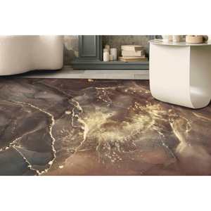 Brown Gold Marble <b>Chenille</b> <b>Rug</b>: Modern Salon Decor,Nonwoven Thin <b>Rug</b> - Product Image 1