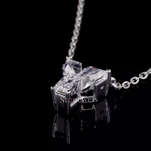 Visage argent bijoux fins pendentifs et breloques en laboratoire HPHT diamant cultivé DEF VVS VS Y lettre pour unisexe IGI certificat or/argent - Product Image 2