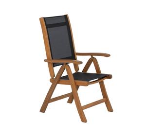 Silla plegable moderna de madera de acacia con reposabrazos de tela gris | Asientos para piscina y patio al aire libre para hoteles y villas | Vietnam - Product Image 1