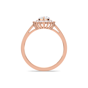 IGI Certified Marquise Cut Lab Grown Diamond Floral Halo Engagement & Wedding Ring in 14K Yellow / White & Rose Gold - Product Image 4