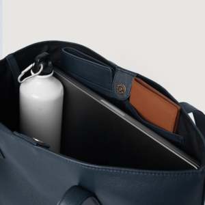 High Quality Genuine Leather Solid Color Fashion Tote Bag for Women-Bianca Blue - Product Image 5