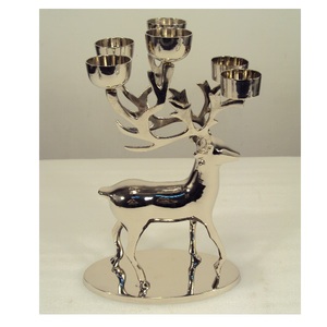Portavelas de luz de té de Reno de aluminio pulido plateado y Base para decoración de mesa iluminación de Navidad para el hogar decorativa - Product Image 1
