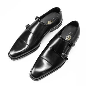 Chaussures homme à double boucle, en cuir véritable, style business formel, à enfiler, pour costumes. - Product Image 5