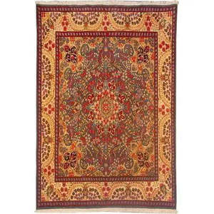 Tapis Kerman noués à la main, motif médaillon, mélange de laine pure et de coton, tapis artisanaux pour la maison, le bureau et les sols. - Product Image 1