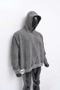 Venta al por mayor de calidad premium 100% algodón polar lavado ácido gris Sudadera con capucha transpirable diseño personalizado streetwear - Product Image 5