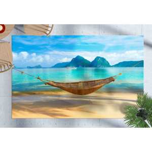 Tapis de chambre d'enfant coloré, tapis imprimé paysage, tapis vue sur la côte, tapis à poils doux - Product Image 2