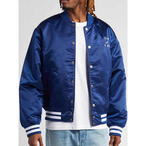 Veste bomber en satin de haute qualité pour homme, style streetwear, tissu en toile imperméable, col montant épais, grande taille, pour l'extérieur - Product Image 2