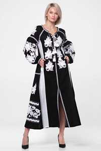 Robe longue brodée à fleurs ukrainiennes, manches longues, style boho, longue broderie à la machine pour femmes - Product Image 6