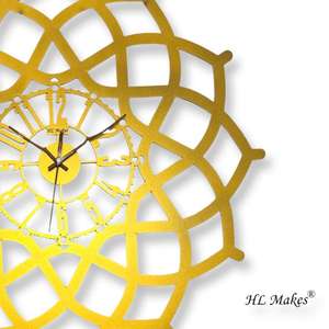 Horloge murale en acier à affichage à aiguilles en quartz à face unique Art déco moderne 60 cm pour salon Design géométrique Mandala - Product Image 4