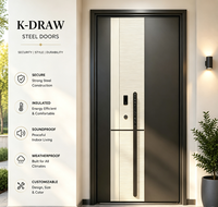 Puerta de Entrada Moderna para Villa, Puerta Frontal de Acero Premium, Puerta de Seguridad de Aleación de Aluminio, Diseño Personalizado, Suministro de Fábrica