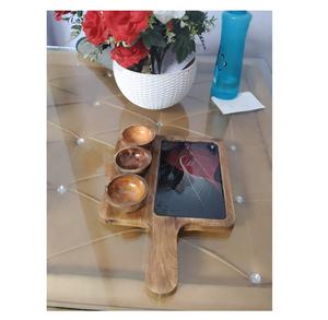 Bandeja de servicio de madera de acacia de marca Diseño rectangular único Enchapado ecológico Tamaño personalizado Cuencos para el hogar Chips Dips Platter Board - Product Image 6