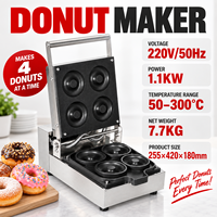 Machine à beignets électrique commerciale 1100W, 4 pièces, en acier inoxydable antiadhésif, pour comptoir, 50-300 beignets ℃