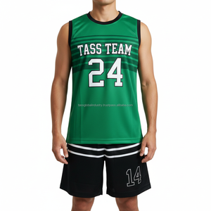 Maillot de basket-ball personnalisé de haute qualité sublimé pour jeunes, ensemble vert et noir pour hommes, en vente - Product Image 3