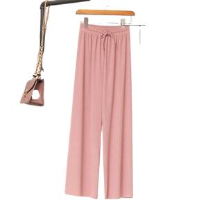 Ankle Length <b>Women</b> Casual Pants High Waist Winter Ice Silk Full Length <b>Trousers</b> Elastic Waist <b>Pleated</b> Flat Front Straight Pants - Product Image 3