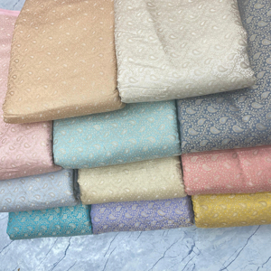 Vente en gros de robes de mariée de luxe en tissu brocart jacquard 100% soie organique haute densité satin imprimé sans satin tricoté - Product Image 1