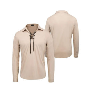 Auténtico escote jacobita soporte de algodón 100% camisas escocesas tradicionales Cierre de botón de cuerno para Recreaciones históricas - Product Image 1