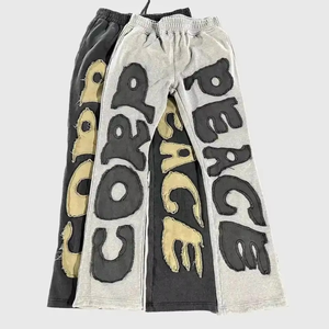 Survêtements surdimensionnés pour hommes en polaire de haute qualité, effet délavé, avec broderies appliquées et patchwork vieilli, sweat à capuche personnalisé 100% coton pour l'hiver - Product Image 4