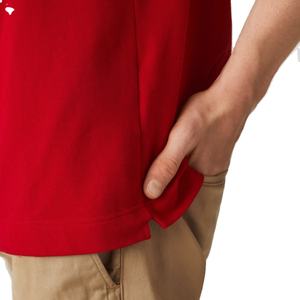 Polo de algodón elástico con logotipo bordado personalizado, camisa de ajuste Regular, color rojo, con solapa de botón oculto y Rib, 100% - Product Image 4