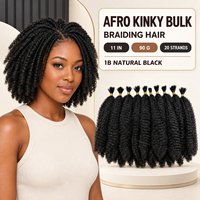 Extensions Synthétiques Afro Kinky en Gros pour Tresses, 11 Pouces, 90g, 20 Brins, Faibles Températures, Fabriquées à la Main et à la Machine, Monobrin