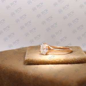 1.50 TCW Sterling Silver Gold Plated Portuguese Cut Moissanite <b>Ring</b> <b>Split</b> Shank Design Anniversary Gift for Women - Product Image 4