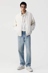 กางเกงยีนส์สีฟ้าอ่อนของผู้ชายทรงหลวมและทรงตรงพอดีตัวกางเกงยีนส์ผ้าฝ้าย100% สวมใส่สบายและใส่ในชีวิตประจำวัน - Product Image 6