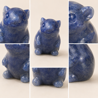Statuette d'animal mignonne en cristal de pierre précieuse naturelle sculptée en forme de mini souris pour la décoration de bureau, d'étagère et pour les collectionneurs