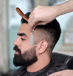 Mango de madera rosa con cuchilla pulida, maquinilla de afeitar recta para hombres, maquinilla de afeitar profesional de peluquero con 100 hoja de un solo borde, mango de madera - Product Image 3