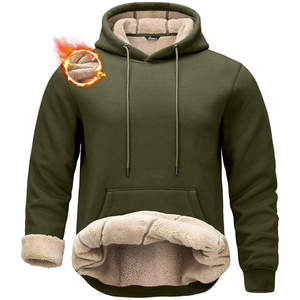 Custom 100% Cotton <b>Sherpa</b> Fleece Lined Pullover Hoodie Fast Drying French Terry Activewear for Winter Low MOQ Wholesale - Product Image 2