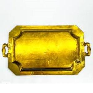 ถาดเสิร์ฟทองเหลืองสีทองสไตล์เกาหลีสุดหรูถาดทองเหลืองทรงสี่เหลี่ยมผืนผ้าพร้อมที่จับสุดหรูสำหรับเสิร์ฟอาหารถาดใส่อาหาร - Product Image 1