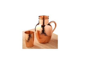 Top design pure copper <b>bottle</b> <b>glass</b> copper water jug benefit good health copper hammered jug for sugar pot designed in India - Product Image 1
