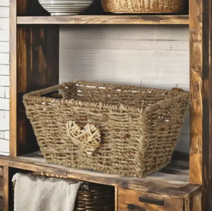 Panier de rangement rectangulaire en jonc de mer tressé à la main, style vintage, du Vietnam, idéal pour les vêtements – Meilleur prix - Product Image 3