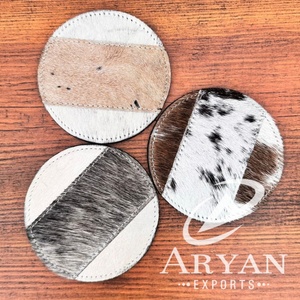 Wholesale Custom Cowhide Luxury Coaster Cup Mat Drink Coaster Handmade Natural <b>Hair</b> on Cowhde Mug Home Decor Tableware Coasters - Product Image 1