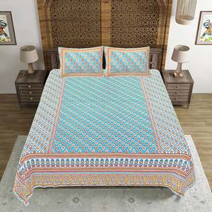 Juego de Sábanas Dobles de Algodón 100% de 240 Hilos con Estampado Floral Azul Turquesa, con 2 Fundas de Almohada, Colección de 3 Piezas para el Hogar (SHKV1038) - Product Image 2