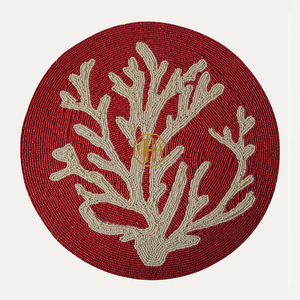 แผ่นรองจานลูกปัดแบบปักลายทรงกลมสำหรับตกแต่งงานอีเว้นท์โต๊ะรับประทานอาหาร - Product Image 3