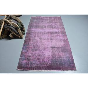 Alfombra turca Vintage moderna de 3,6x6,4 pies, diseño clásico de retazos rectangulares a rayas, sala de estar púrpura para Alfombra de lana, respaldo de látex - Product Image 1