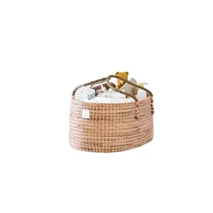 Vente chaude naturel jonc de mer panier à langer pour bébé jonc de mer panier de rangement pour enfants jonc de mer Caddy fait à la main au Viet Nam