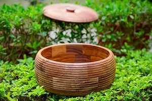 Bol en bois de mangue Bol de service polyvalent en bois fini naturel pour bol à salade Snack de haute qualité - Product Image 3