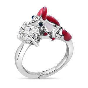 Anillo Romántico Camaleón en Plata 925 con Baño de Oro, Estilo Incrustado Moderno, Forma de Número, Talla Única para Compromiso - Product Image 1