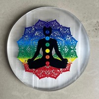 Plat Pengisian Energi Selenite Alami untuk Meditasi & Simbol Chakra untuk Penyembuhan Reiki Grosir Plat Pengisian Energi Selenite grosir