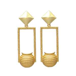 Ensemble de boucles d'oreilles en forme de pot avec diamant doré - Product Image 1