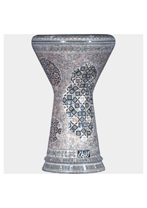 Authentique Gawharet El Fan Silver Mosaic Sombaty Darbuka 23cm incrusté de perles Doumbek - Product Image 3