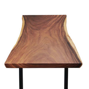 Table à manger en bois de suar massif Alona de haute qualité en finition naturelle avec pieds en fer pour la salle à manger - Product Image 5