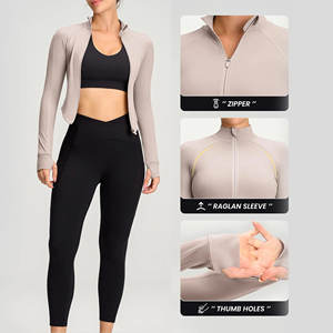 Chaqueta Deportiva de Manga Larga con Cierre para Mujer, para Correr al Aire Libre, de Secado Rápido, con Cuello Alto, de Alta Calidad - Product Image 5