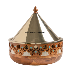 Olla de acero inoxidable con acabado dorado mate, cazuela hecha a mano de calidad superior, calentador de alimentos de metal elegante más vendido - Product Image 5