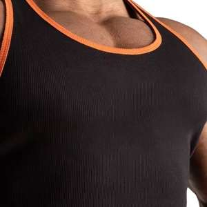 Débardeurs côtelés de musculation pour hommes personnalisés Vente en gros Vêtements de sport, fitness en coton avec broderie en silicone pour hommes - Product Image 4