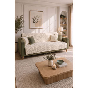 Funda de Sofá con Patrón Geométrico, Lavable, de Poliéster, para Sofás de Cuatro Plazas y en Forma de L, Color Crudo, para Sala de Estar, Funda para Sofá de Tres Plazas - Product Image 1