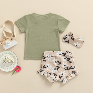 Set <span class=keywords><strong>di</strong></span> abbigliamento estivo Casual da due pezzi con stampa floreale in cotone per bambine - Product Image 4